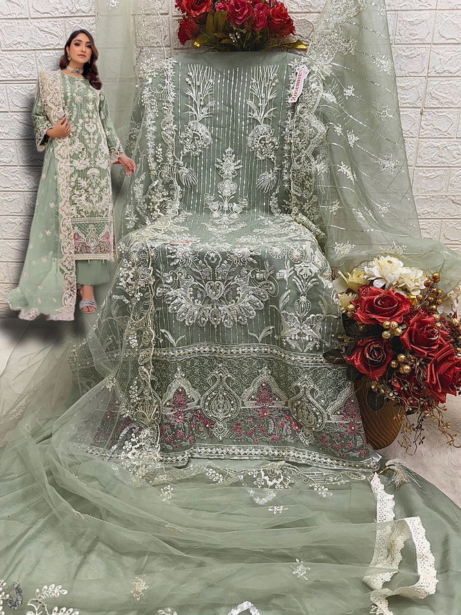  C 1761 Rosemeen By Fepic Organza Embroidery Pakistani Suits Orders In India